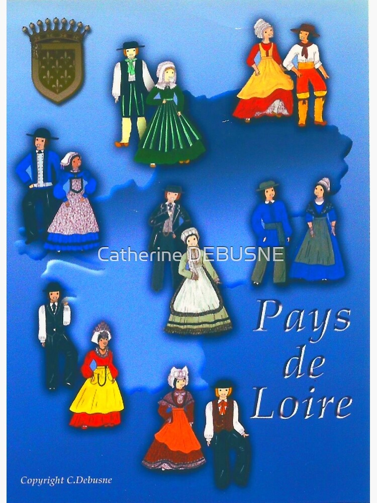 Map of AQUITAINE, France and some traditional costumes Art Board Print by  Catherine Debusne