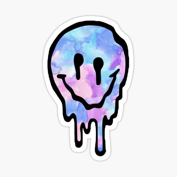 "Watercolor Drippy Smiley Face" Sticker by lolsammy910 | Redbubble