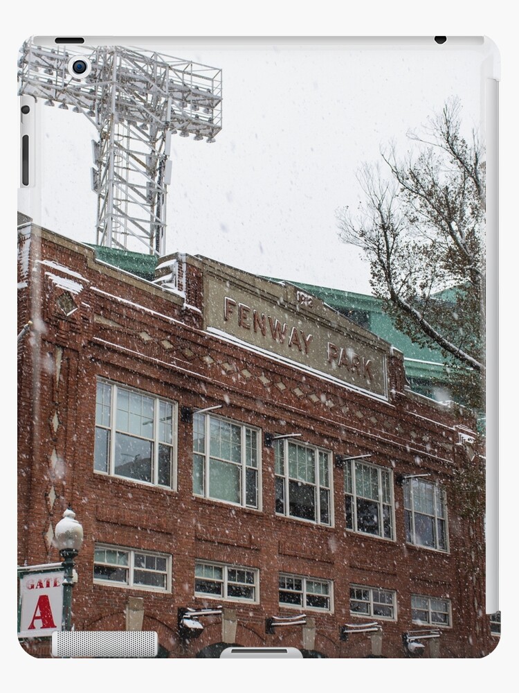 Snowy Fenway Park With Boston Red Sox Sign Along Lansdowne Street