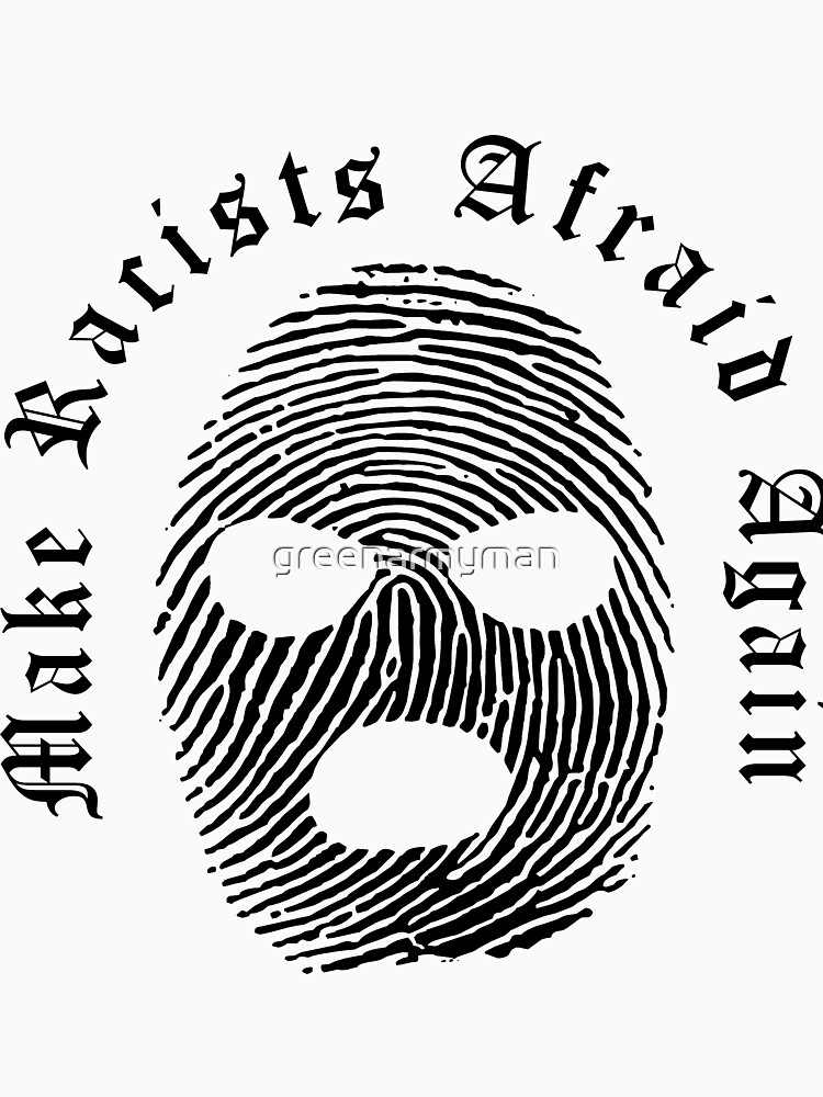 Thumbnail 7 of 7, Classic T-Shirt, MAKE RACISTS AFRAID AGAIN MASK BLACK ON WHITE designed and sold by greenarmyman.