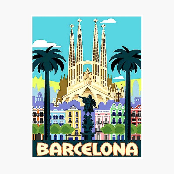 Item preview, BARCELONA SPAIN : Vintage Travel and Tourism Advertising Print designed and sold by posterbobs.