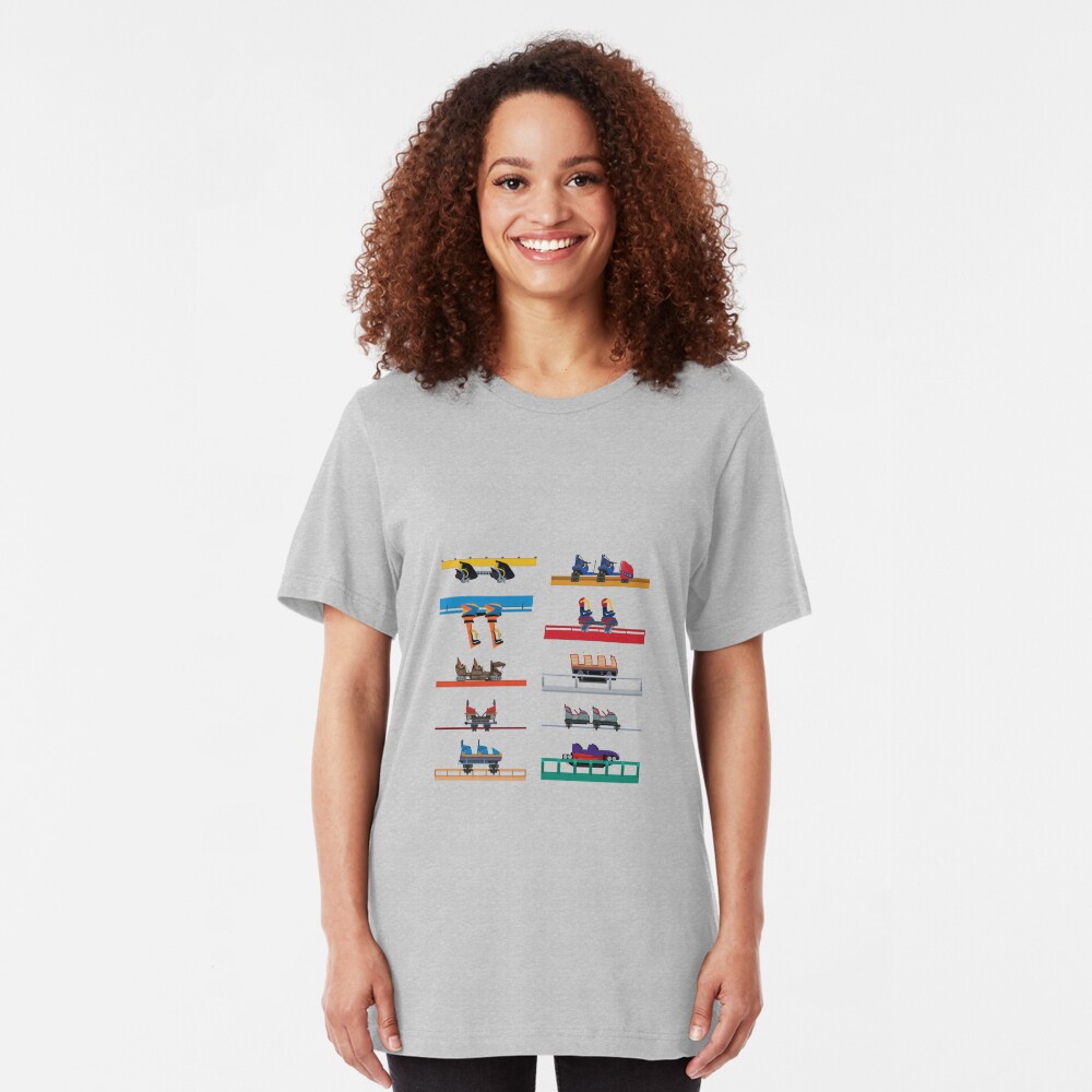 Six Flags Fiesta Texas Coaster Cars Design Slim Fit T-Shirt