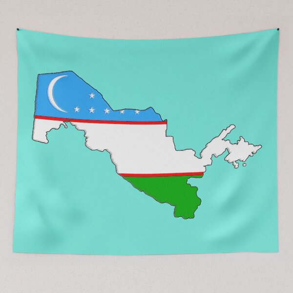 Item preview, Uzbekistan Map With Uzbek Flag designed and sold by Havocgirl.