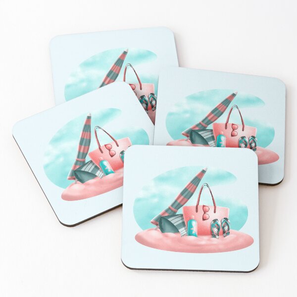 Item preview, Beach essentials in pink and aqua designed and sold by Sofia Dimitriadou.