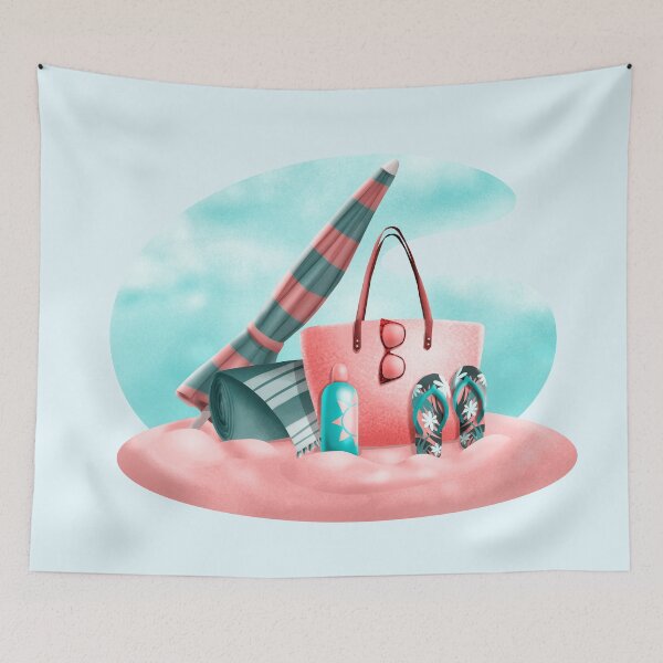 Item preview, Beach essentials in pink and aqua designed and sold by Sofia Dimitriadou.