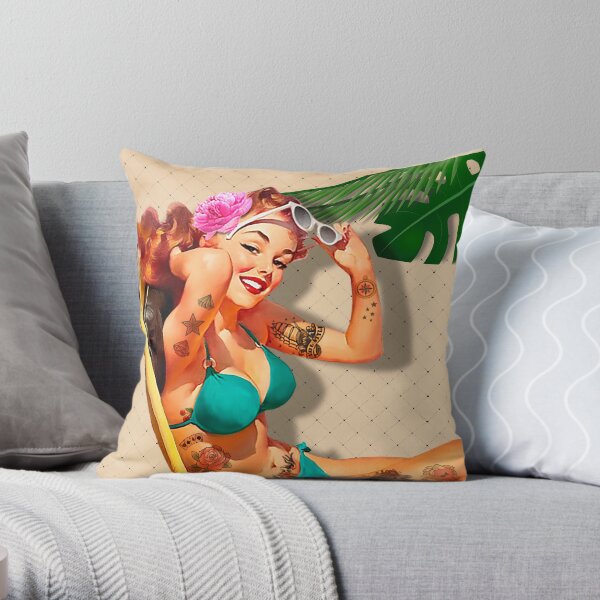 Beach Pin-up Throw Pillow