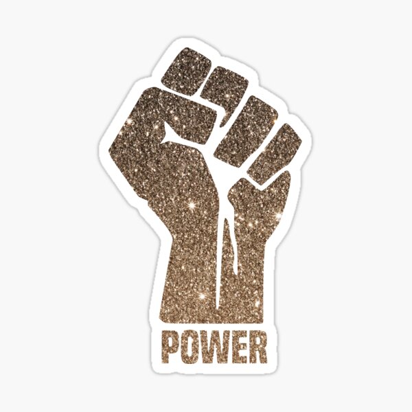 Gold Glitter Black Power Fist Sticker