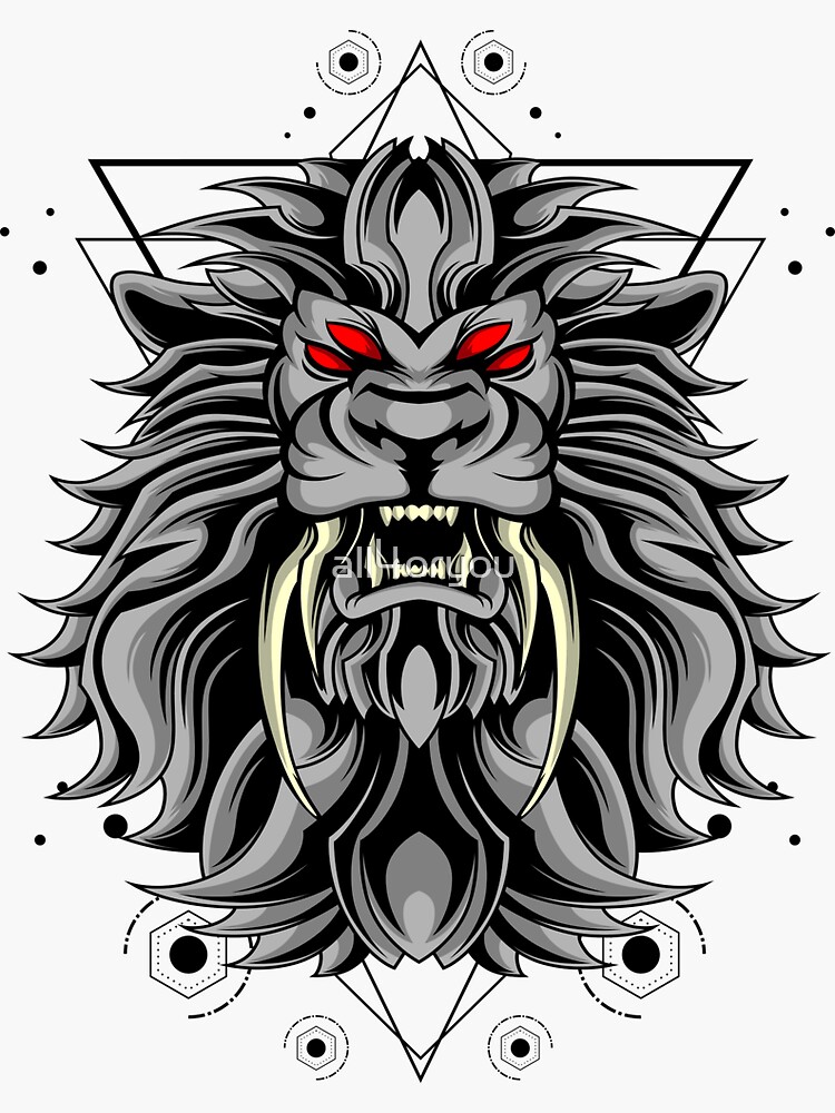 Fierce Lion Tattoo Art Blk