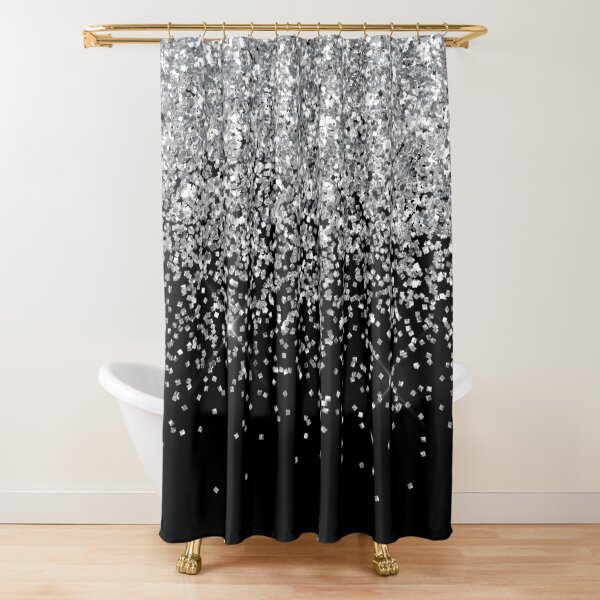 Silver Glitter Shower Curtain