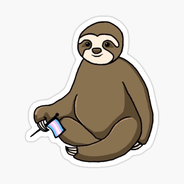 Sloth Holding Transgender Flag Sticker