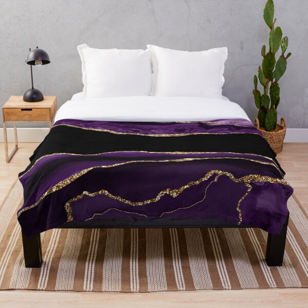 Purple & Gold Agate Texture 11 Throw Blanket
