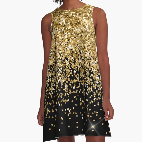 Gold Glitter A-Line Dress