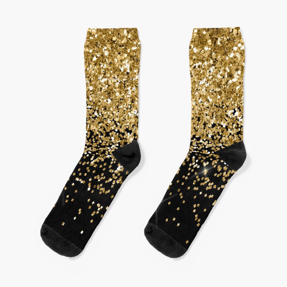"Gold Glitter " Socks by Booillustrates Redbubble