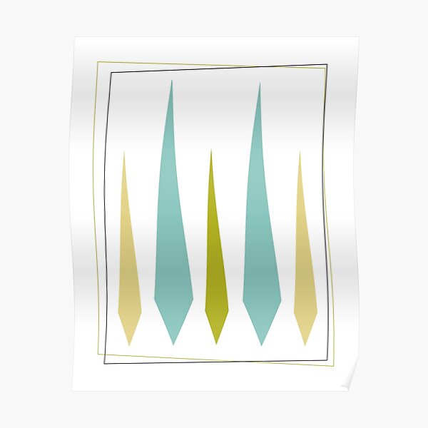 Aqua Blue Avocado Green Yellow Funky Diamonds Poster