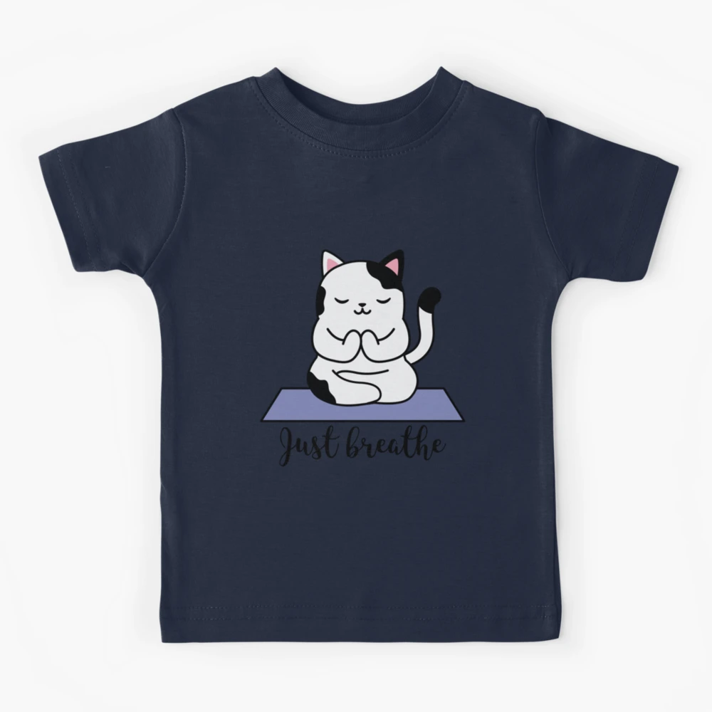 Cute Yoga Cat Just Breathe - Beautiful yoga cat - Gift for yoga lovers  Kids T-Shirt for Sale by TamGustam