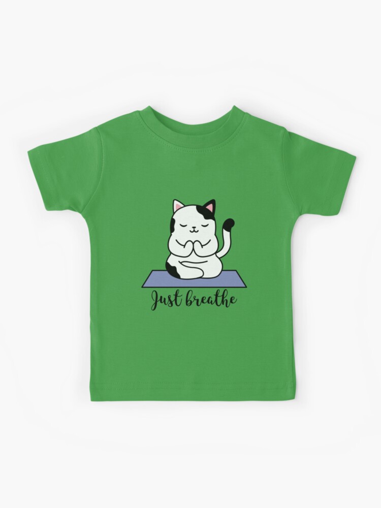 Cute Yoga Cat Just Breathe - Beautiful yoga cat - Gift for yoga lovers  Kids T-Shirt for Sale by TamGustam