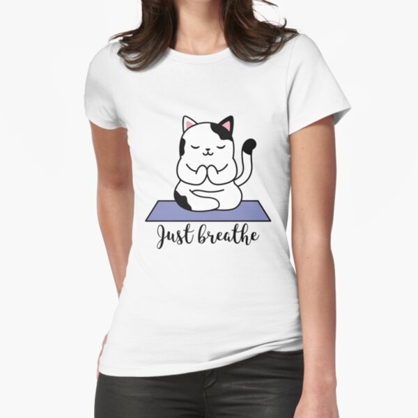 Cute Yoga Cat Just Breathe - Beautiful yoga cat - Gift for yoga