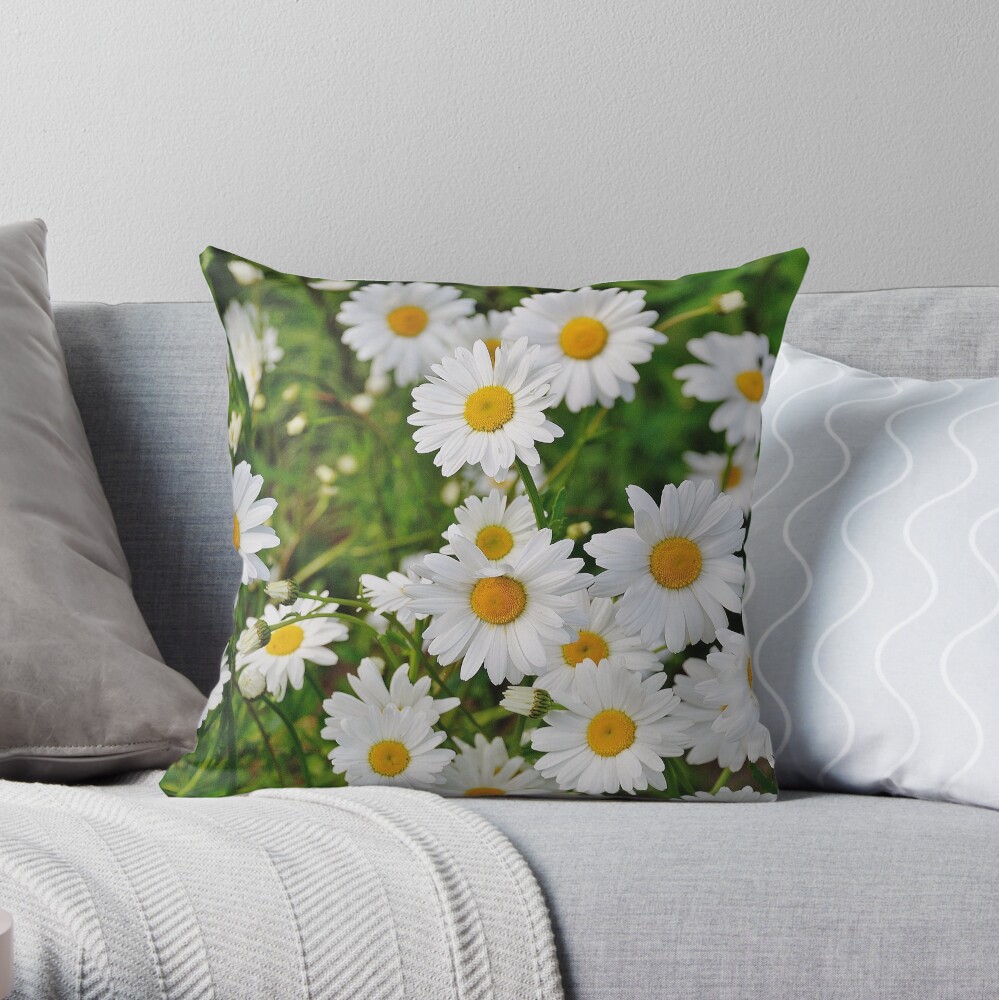 White Daisy Throw Pillow