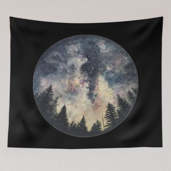 Item preview, Watercolor Forest Galaxy / Circle / Night Sky / Galaxy / Stars / Sticker designed and sold by AnnaWander.