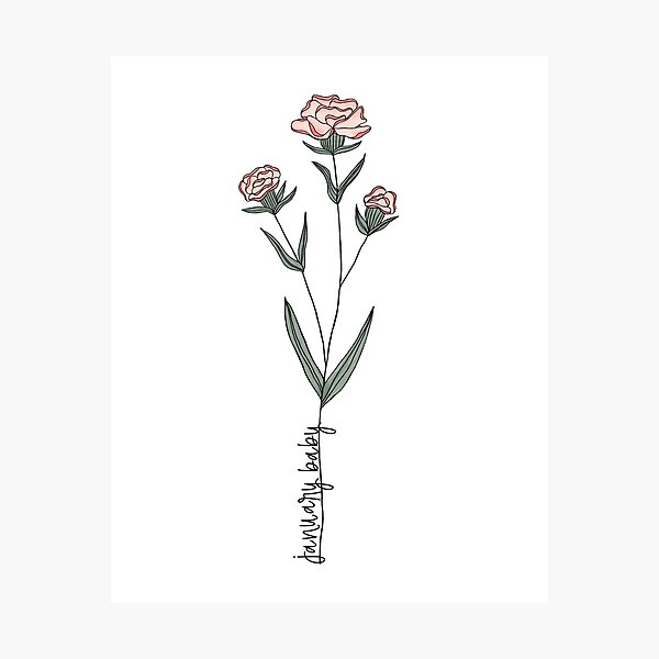 January Birth Month Flower Line Art SVG Cut file by Creative Fabrica Crafts  · Creative Fabrica