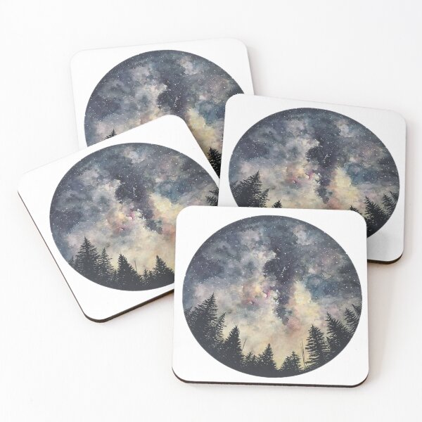Item preview, Watercolor Forest Galaxy / Circle / Night Sky / Galaxy / Stars / Sticker designed and sold by AnnaWander.