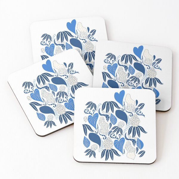 Item preview, BLUE and WHITE ABSTRACT LEAFS PATTERN designed and sold by corner-shop.