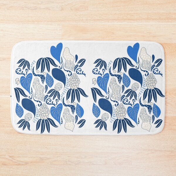 Item preview, BLUE and WHITE ABSTRACT LEAFS PATTERN designed and sold by corner-shop.