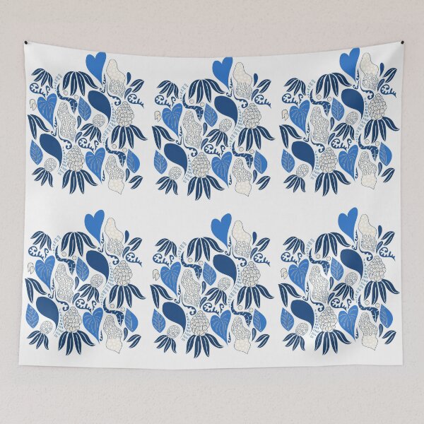 Item preview, BLUE and WHITE ABSTRACT LEAFS PATTERN designed and sold by corner-shop.