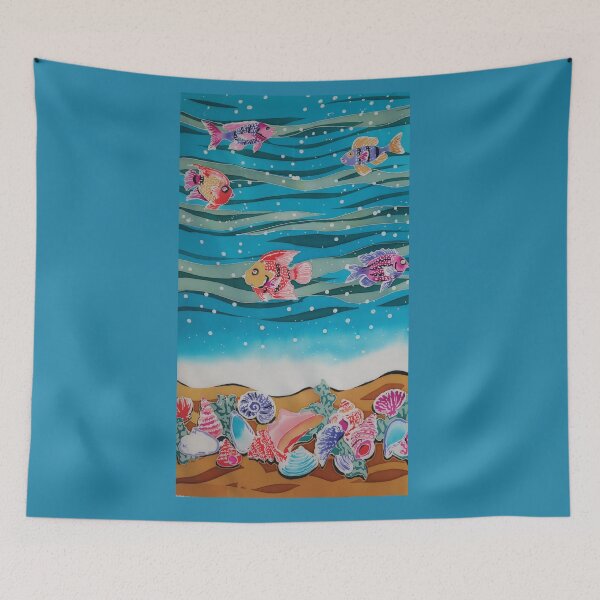Item preview, Fish and Shells Underwater Batik designed and sold by Leslie Rogers Todder.