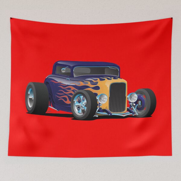 Item preview, Vintage Hot Rod Car with Classic Flames designed and sold by hobrath.