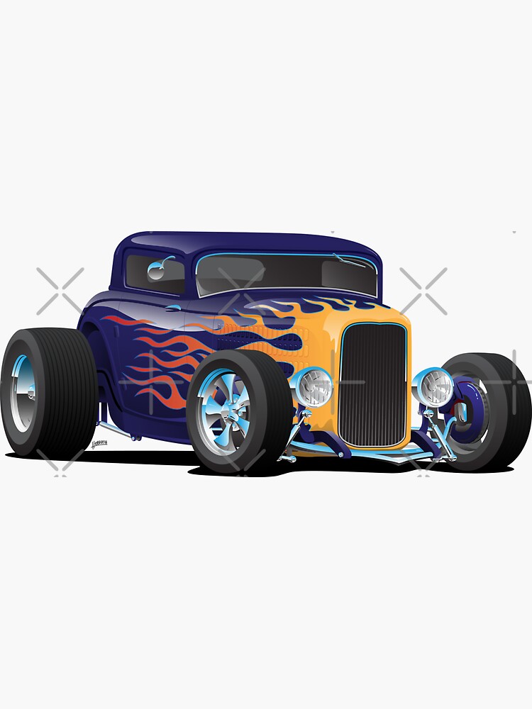 Vintage Hot Rod Car with Classic Flames by hobrath