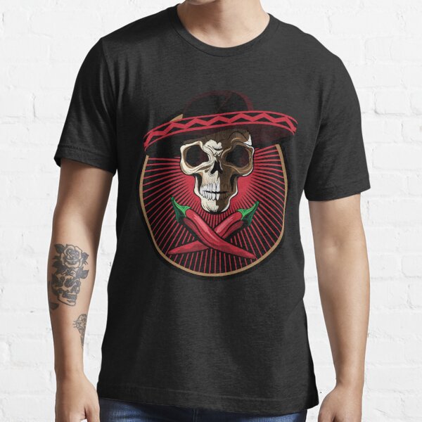 Funny Mexican Skull with chili  Essential T-Shirt