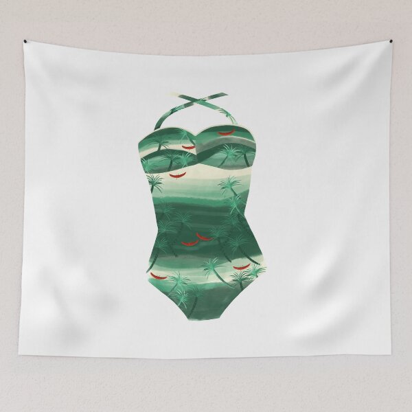 Item preview, Vintage Green Palms Bathing Suit designed and sold by jenbucheli.