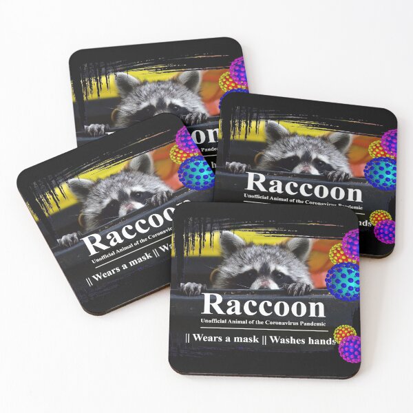 Item preview, Raccoon ... wears mask and washes hands designed and sold by Glineur.