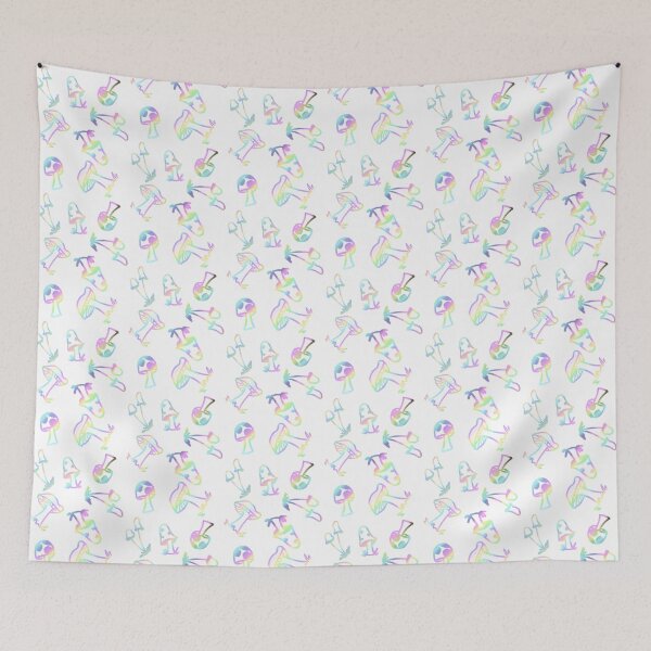Item preview, Pastel Rainbow Mushrooms on White designed and sold by ShastinaRAS.