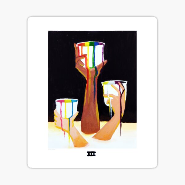 Three of Cups Pride Poster Sticker