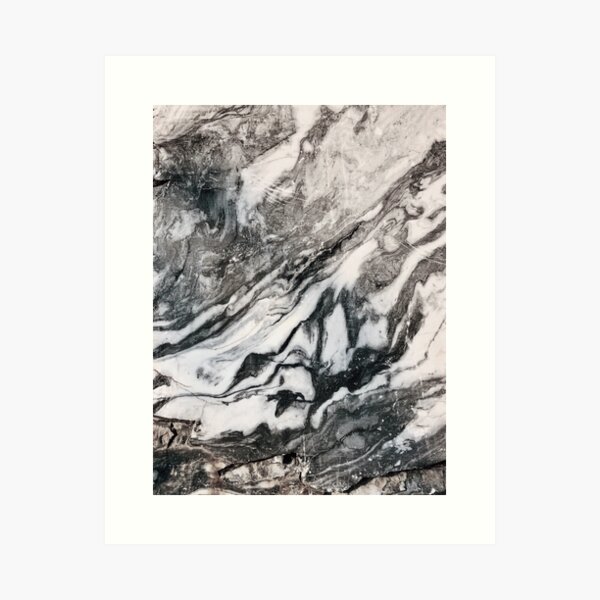 Black and White Marble - Liquid-like Art Print