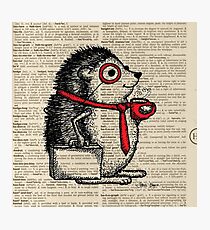 Hedgehog with Monocle Photographic Print