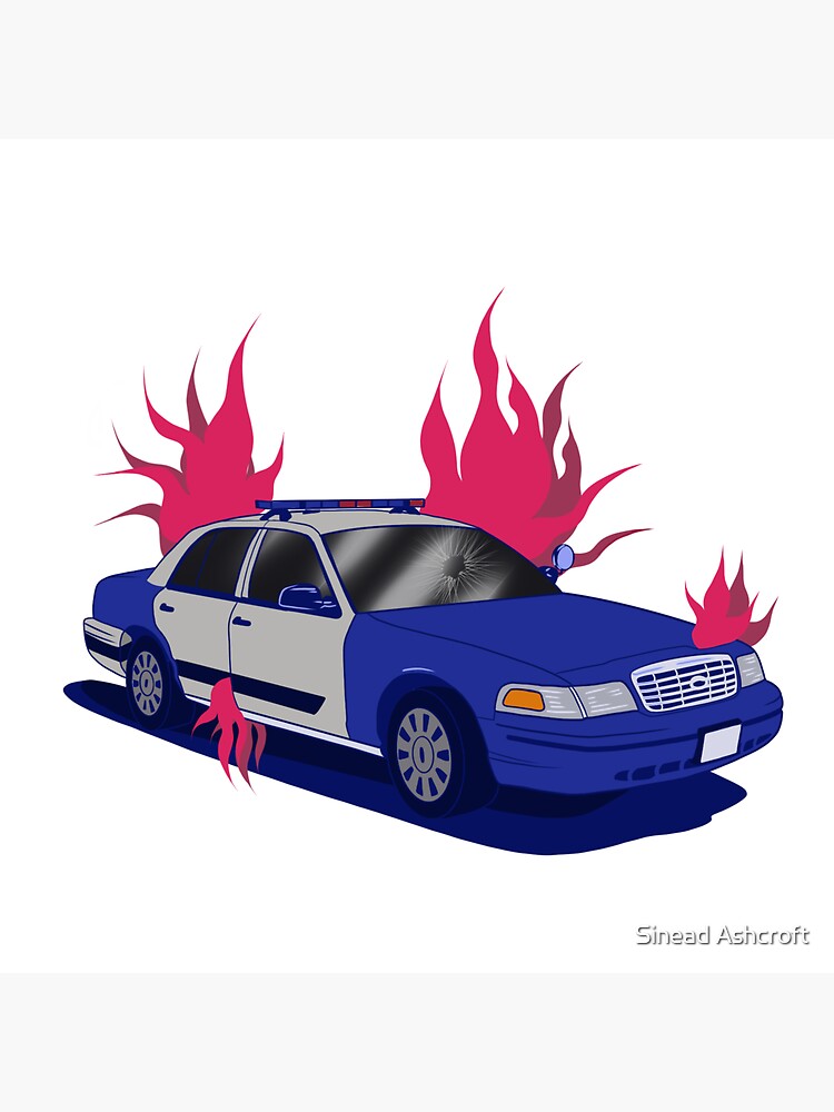 "Copy of BLM Burning Cop Car Protest" Sticker by DotworkOrange Redbubble