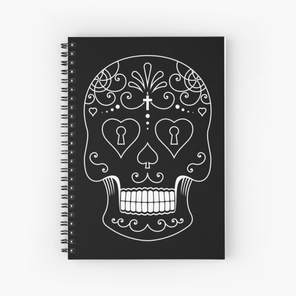Mexican Calavera Skull White - Day of the Dead Spiral Notebook