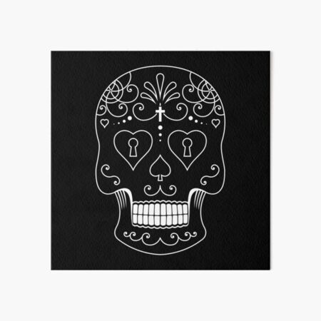 Mexican Calavera Skull White - Day of the Dead Art Board Print