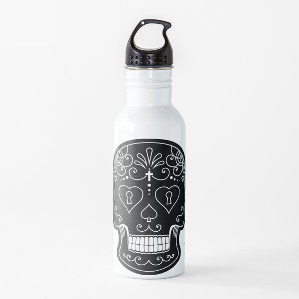 Mexican Calavera Skull White - Day of the Dead Water Bottle
