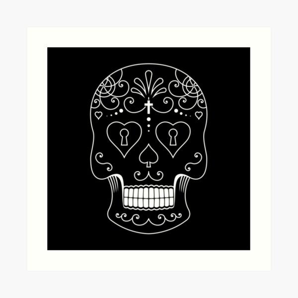 Mexican Calavera Skull White - Day of the Dead Art Print