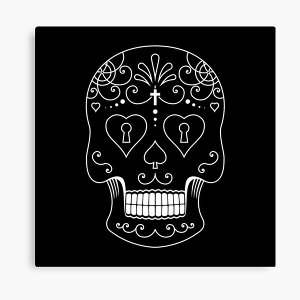 Mexican Calavera Skull White - Day of the Dead Canvas Print