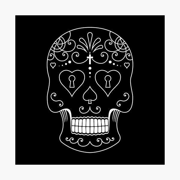 Mexican Calavera Skull White - Day of the Dead Photographic Print