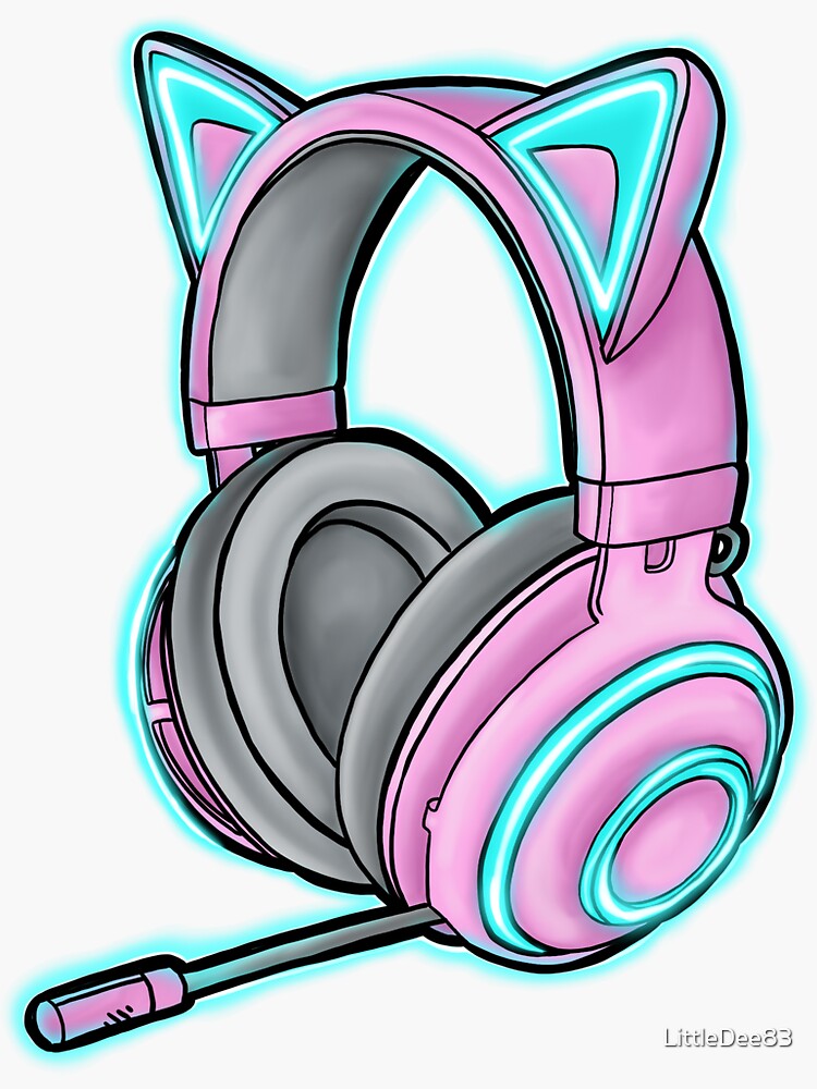 "Glowing Cat Ear Headphones" Sticker for Sale by LittleDee83 Redbubble