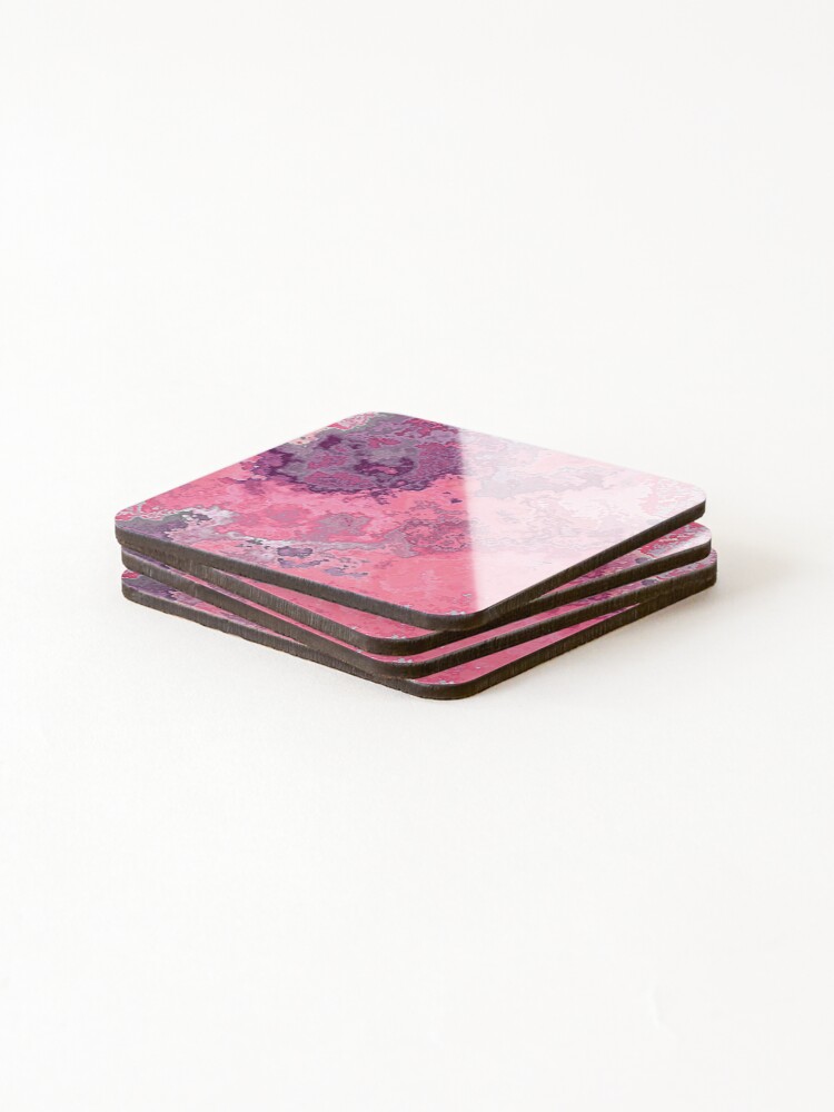 Thumbnail 4 of 5, Coasters (Set of 4), Pink Marble Paint Splatters Texture Pattern designed and sold by RootSquare.