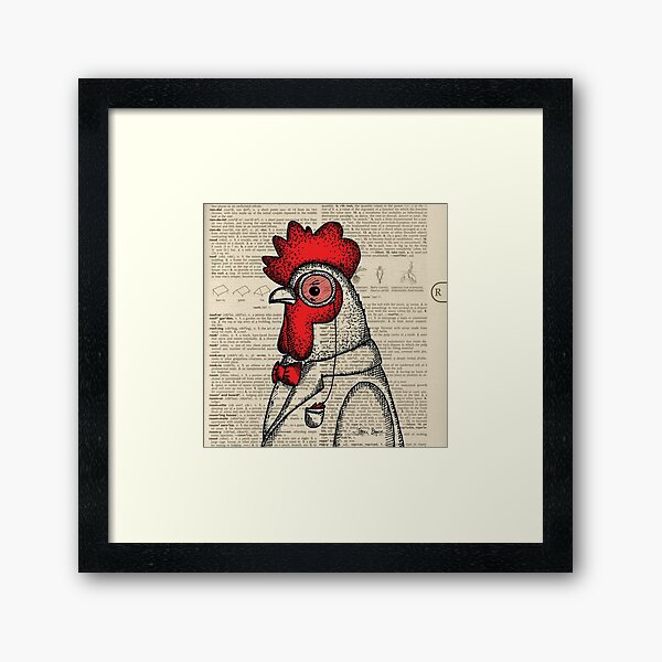 Rooster with Monocle Framed Art Print