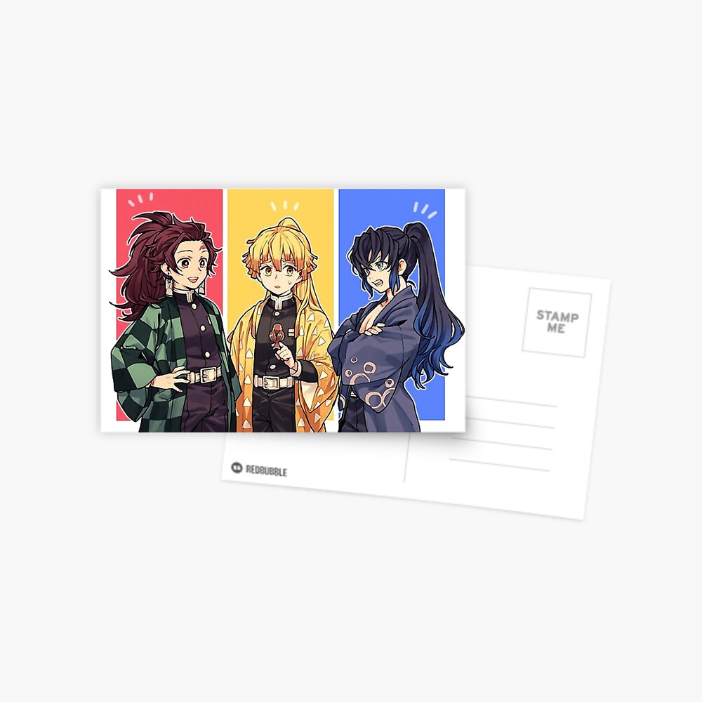 Demon Slayer Team Trio Greeting Card By Bryanlsx Redbubble