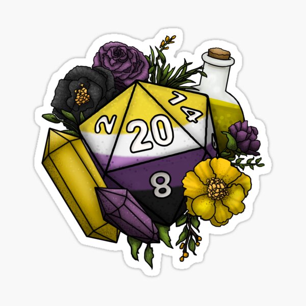 Item preview, Pride Nonbinary D20 Tabletop RPG Gaming Dice designed and sold by Kiel Chenier + Cassidy June Art.